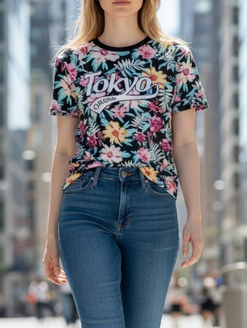 Floral Tee Tropical Vacation Vibe Robin Ruth Tokyo Medium Summer Festive Color